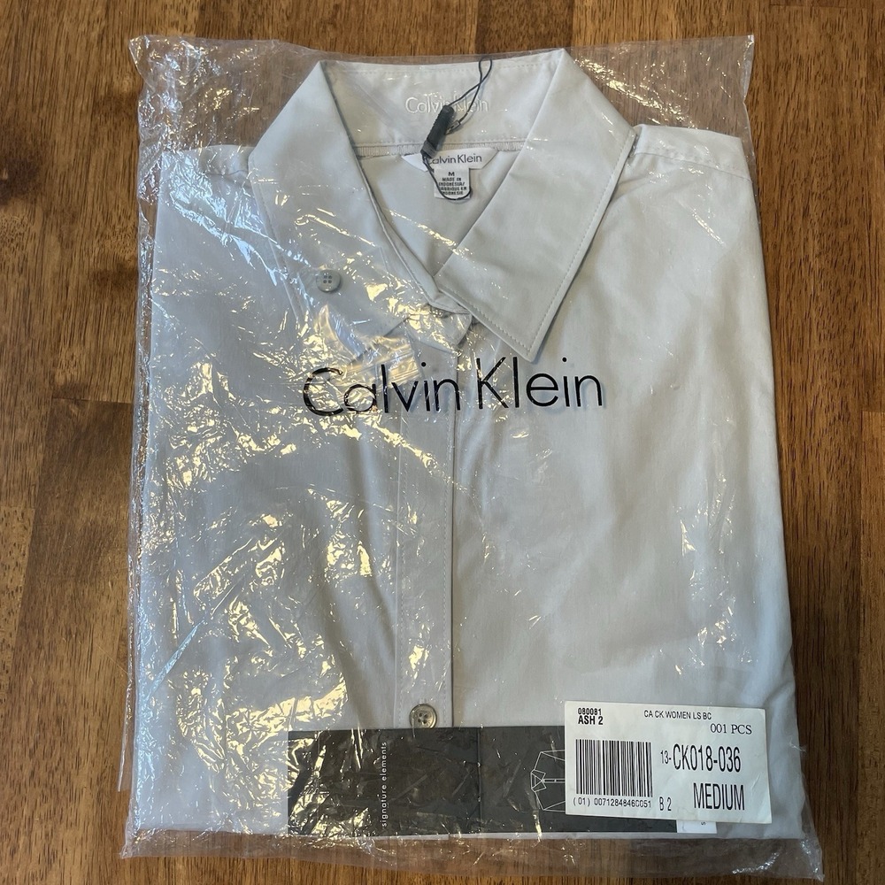Calvin Klein Womens Long Sleeve Button Down Shirt Ash Grey Top 13CK018 NWT